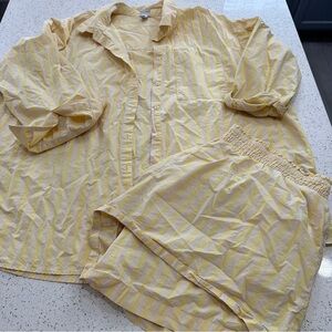 A New Day Yellow Striped Women's Shorts Set sz 2X